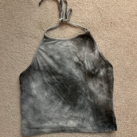 Brandy Melville Tops - Brandy Melville Gray Tie Dye Halter Tanktop